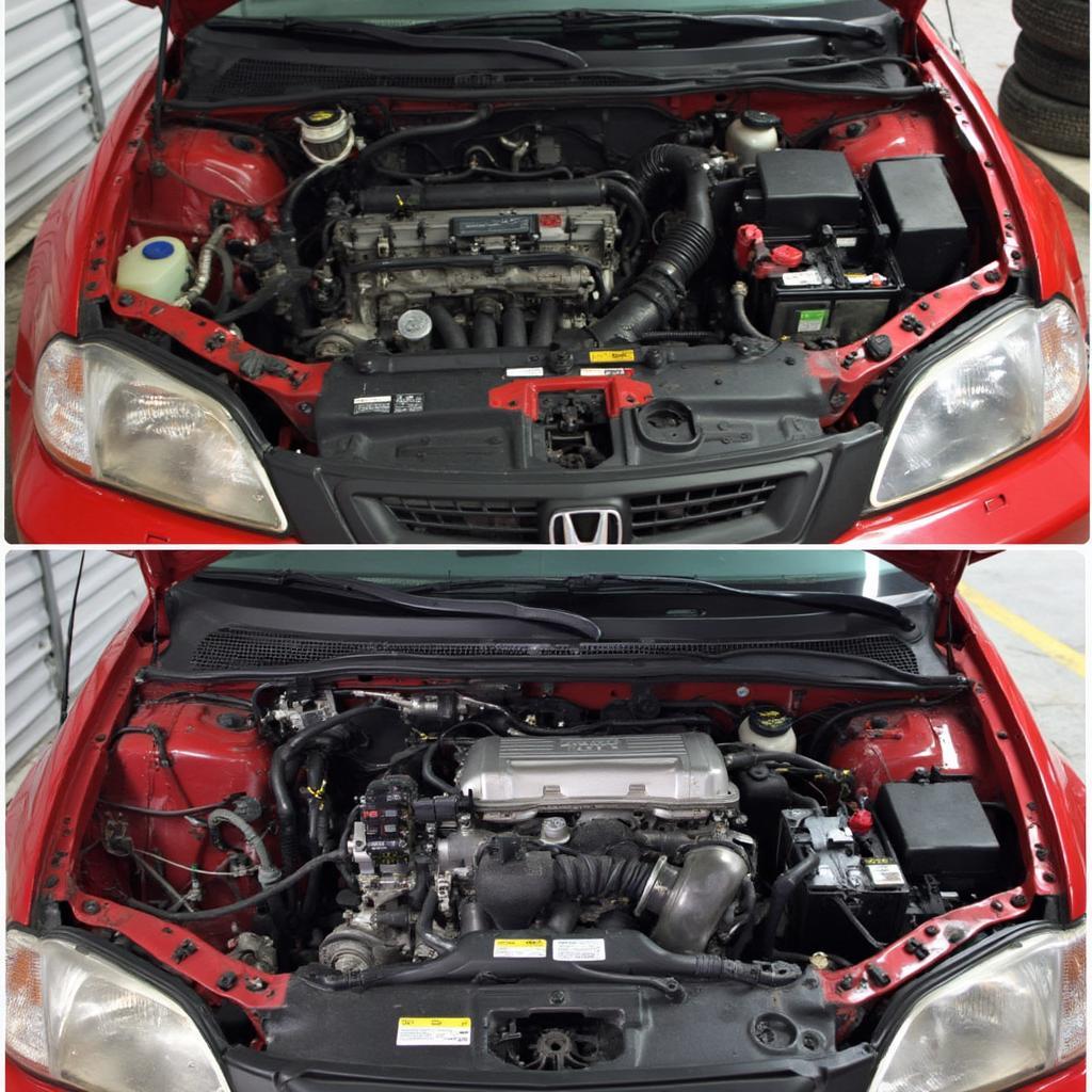 OBD1 Engine Installed in an OBD2 Civic Engine Bay