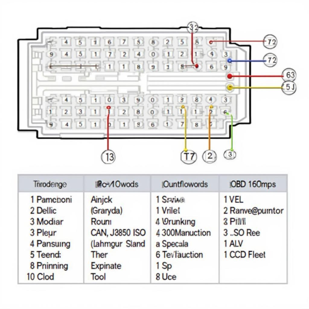 OBD2 16 Pin Connector Layout Diagram