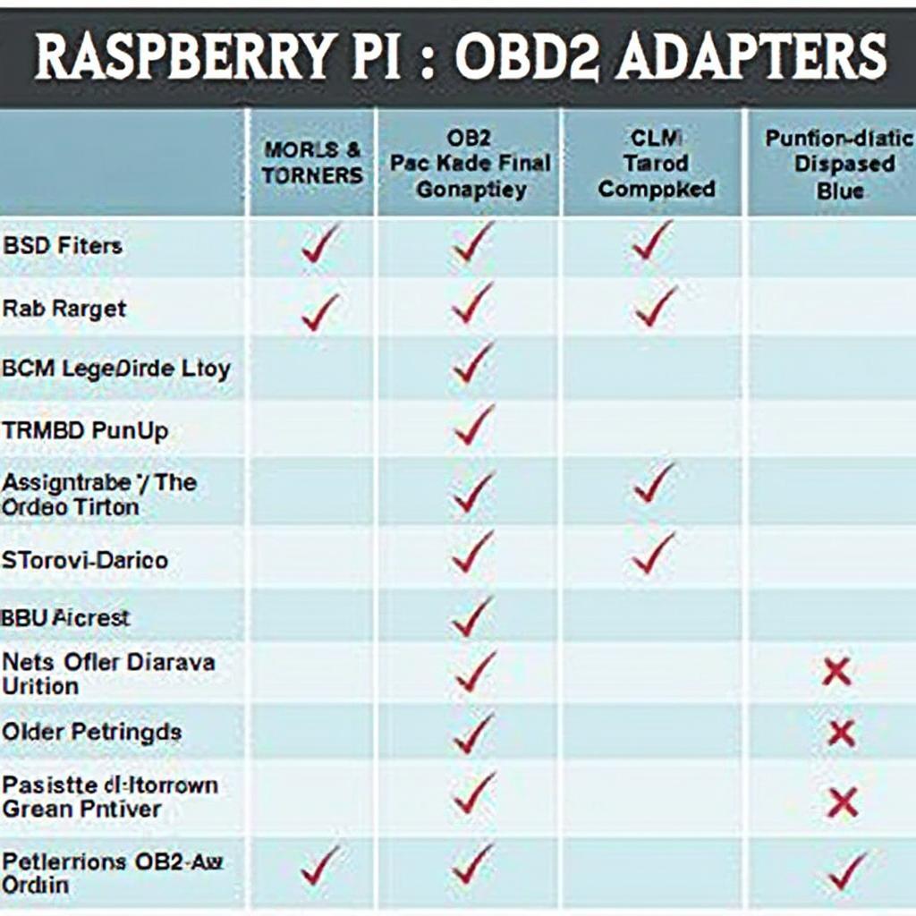 OBD2 Adapter Comparison Chart