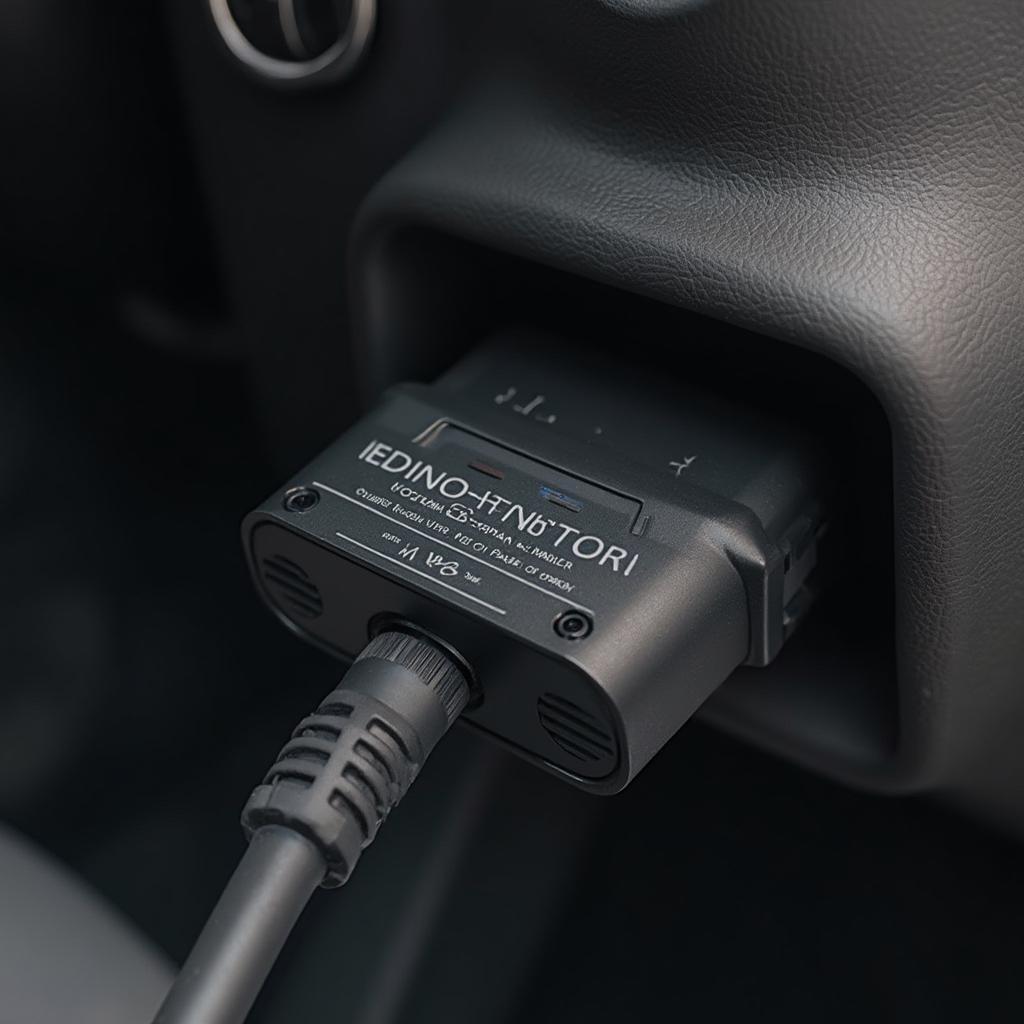 OBD2 Adapter Connected to Car's OBD2 Port