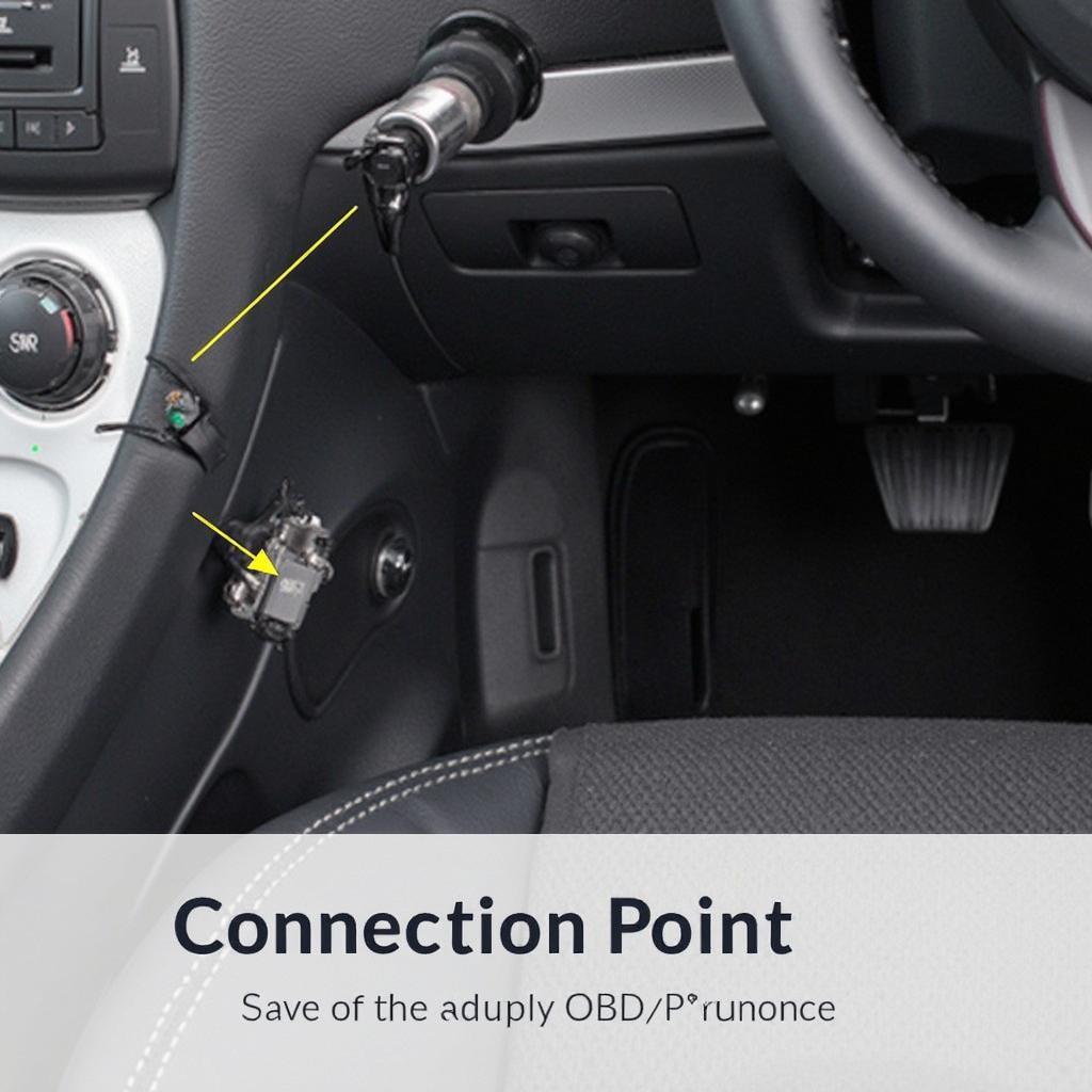 OBD2 Adapter Connected to a Car's Diagnostic Port