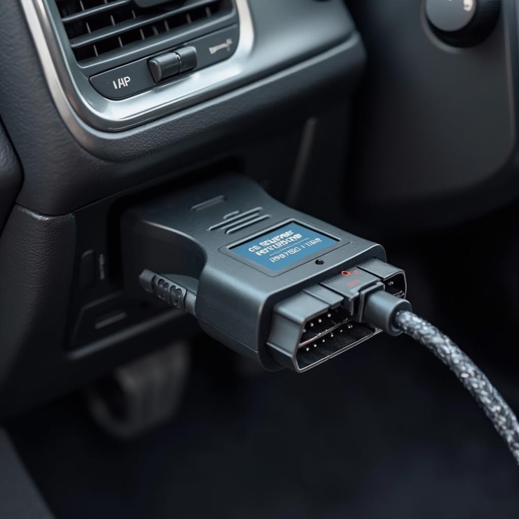 OBD2 Adapter Connected to Car Port