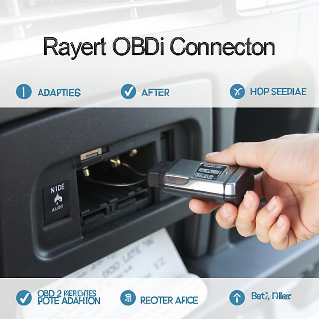 OBD2 Adapter Connected to Car's OBD2 Port