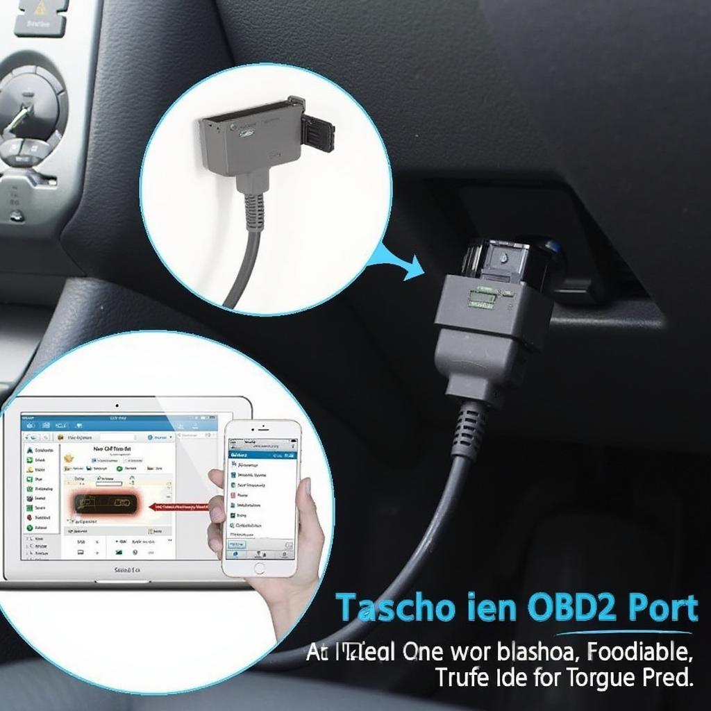 OBD2 Adapter Connected to Car's OBD2 Port