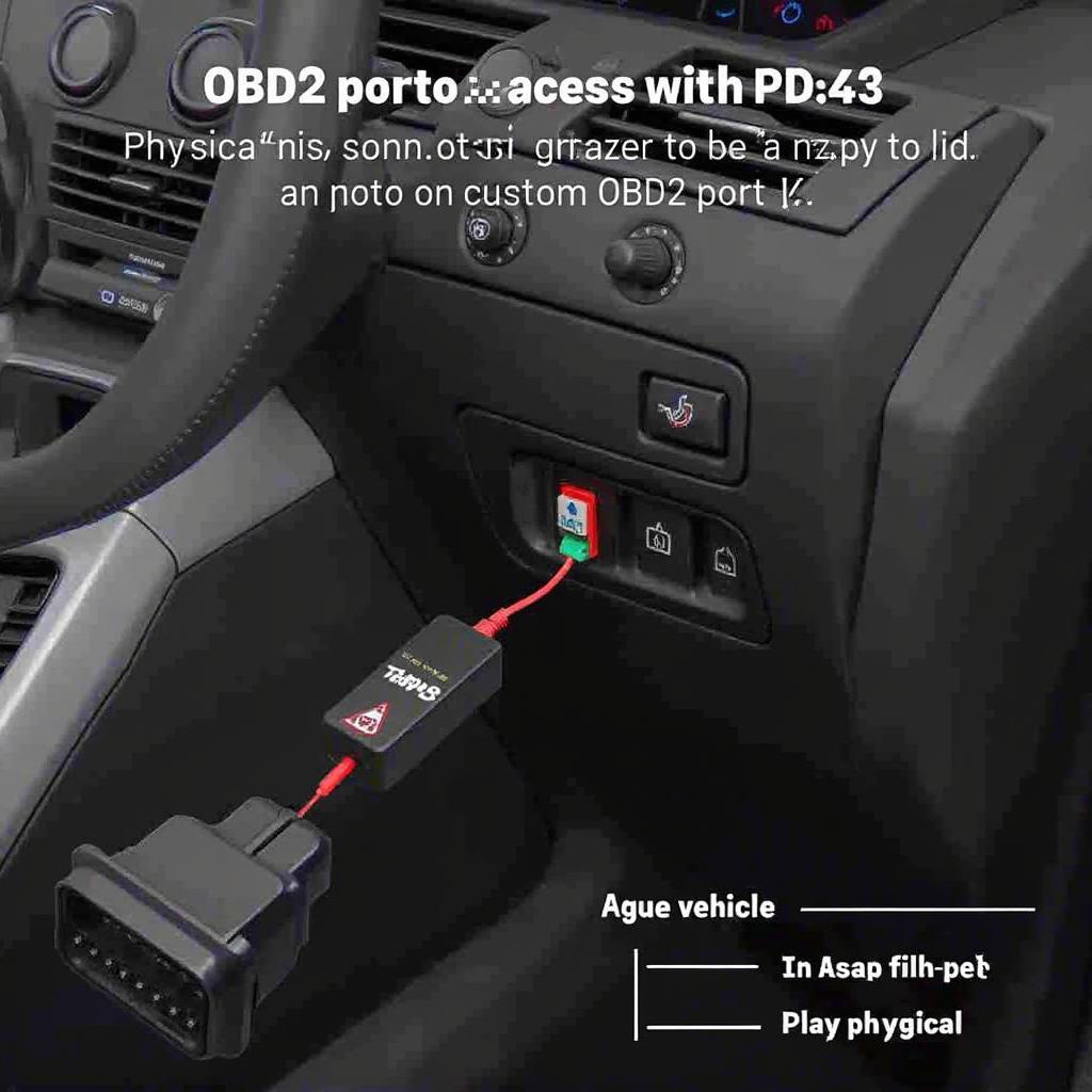 OBD2 adapter plugged into a Saab NG900's OBD2 port