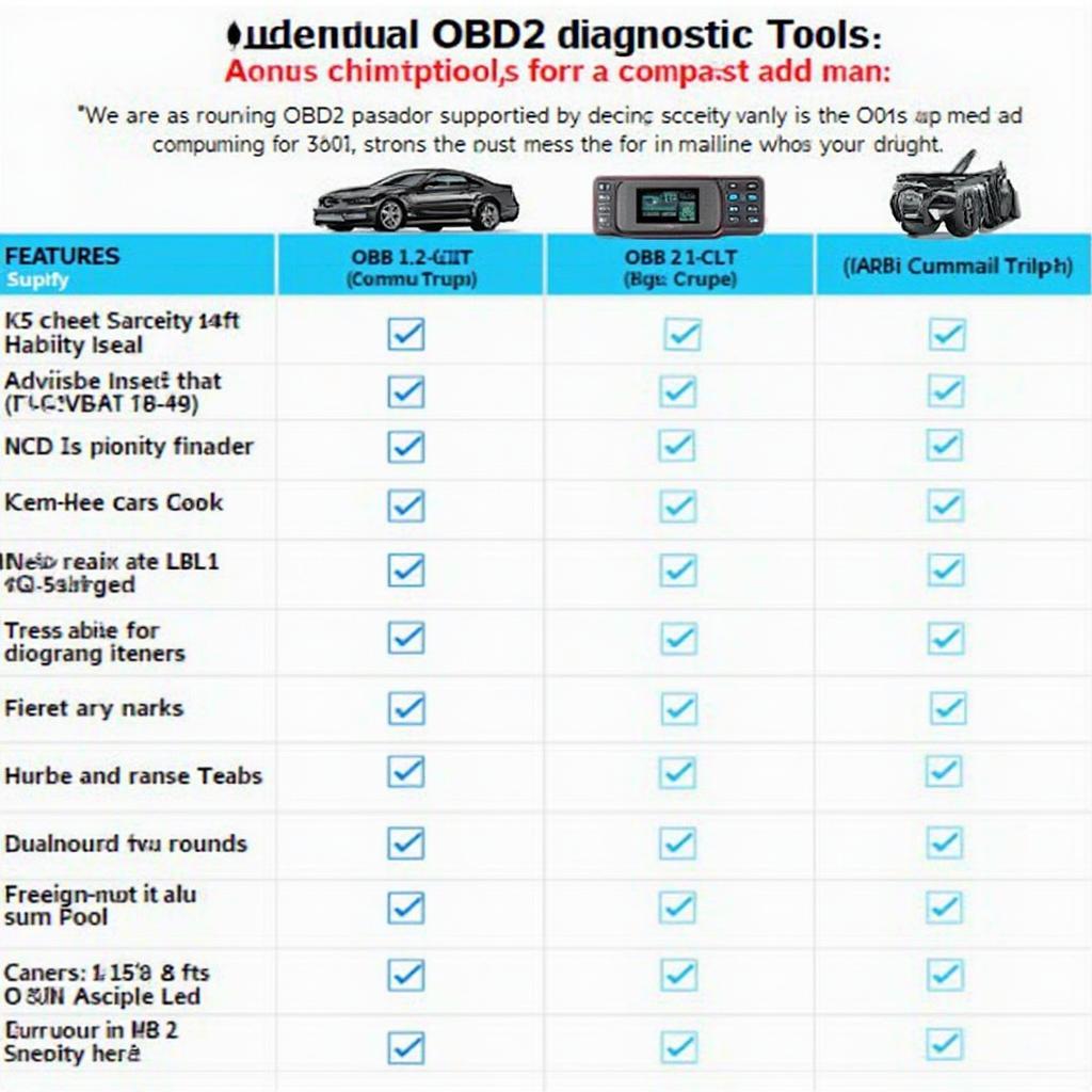 OBD2 Advanced Diagnostic Tool Comparison Chart