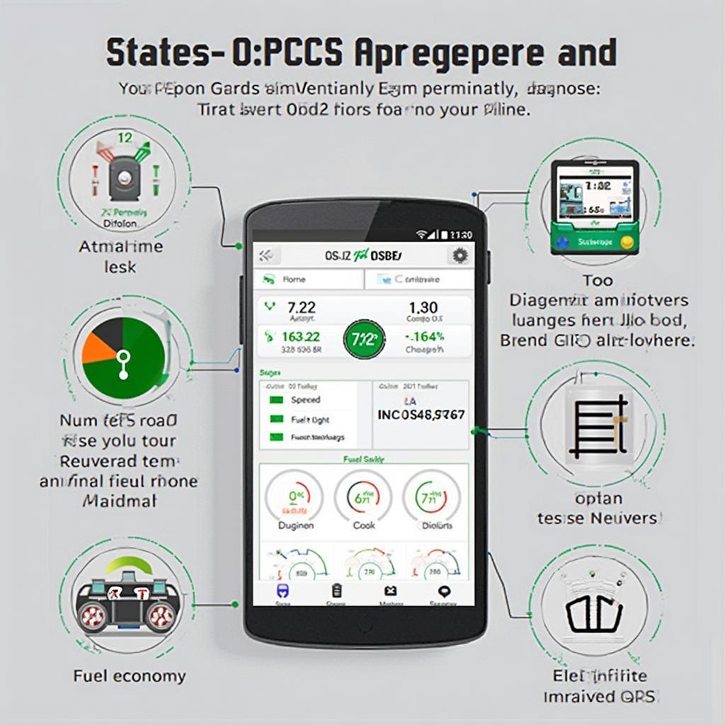 OBD2 App Dashboard Display Showing Real-time Data