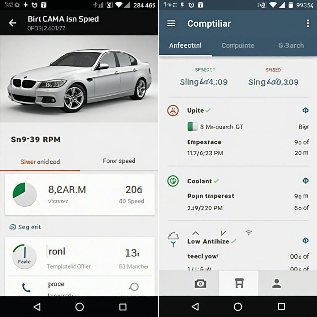 OBD2 App Dashboard Displaying Vehicle Data