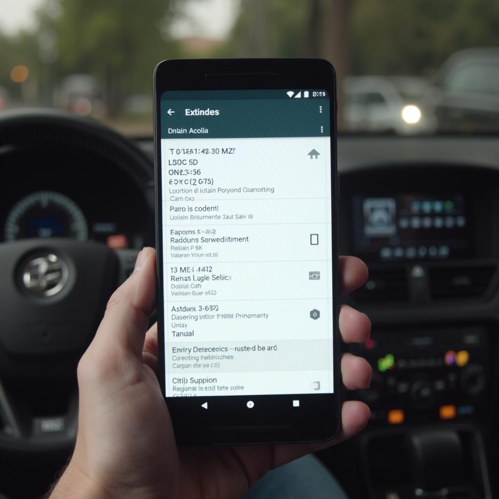 OBD2 app displaying diagnostic trouble codes on an Android phone