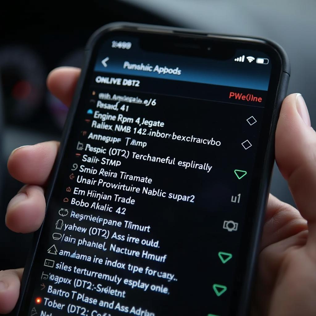 OBD2 App Displaying Engine Codes