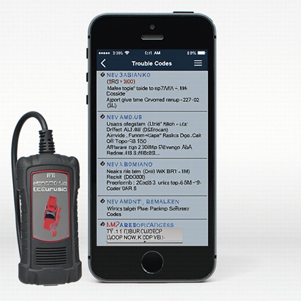 OBD2 App Showing Trouble Codes