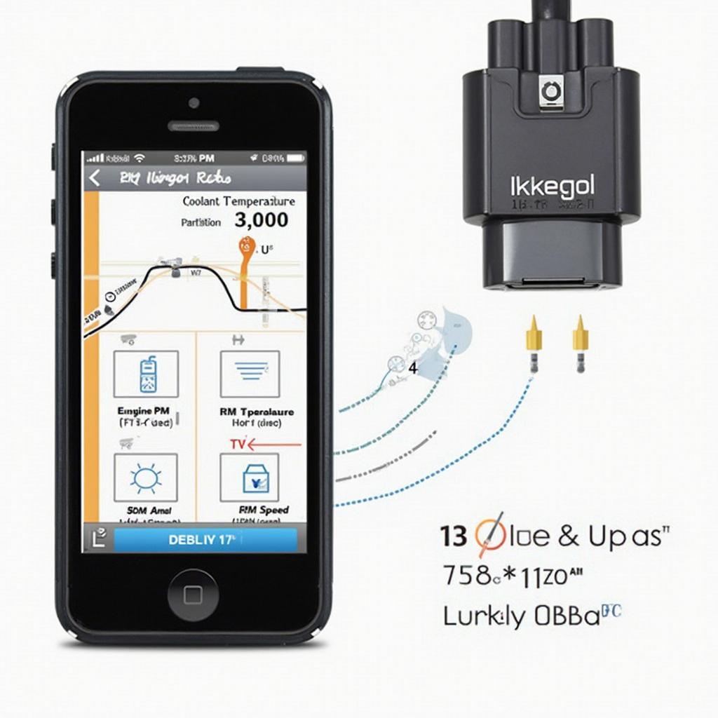 OBD2 App Displaying Vehicle Data on Smartphone