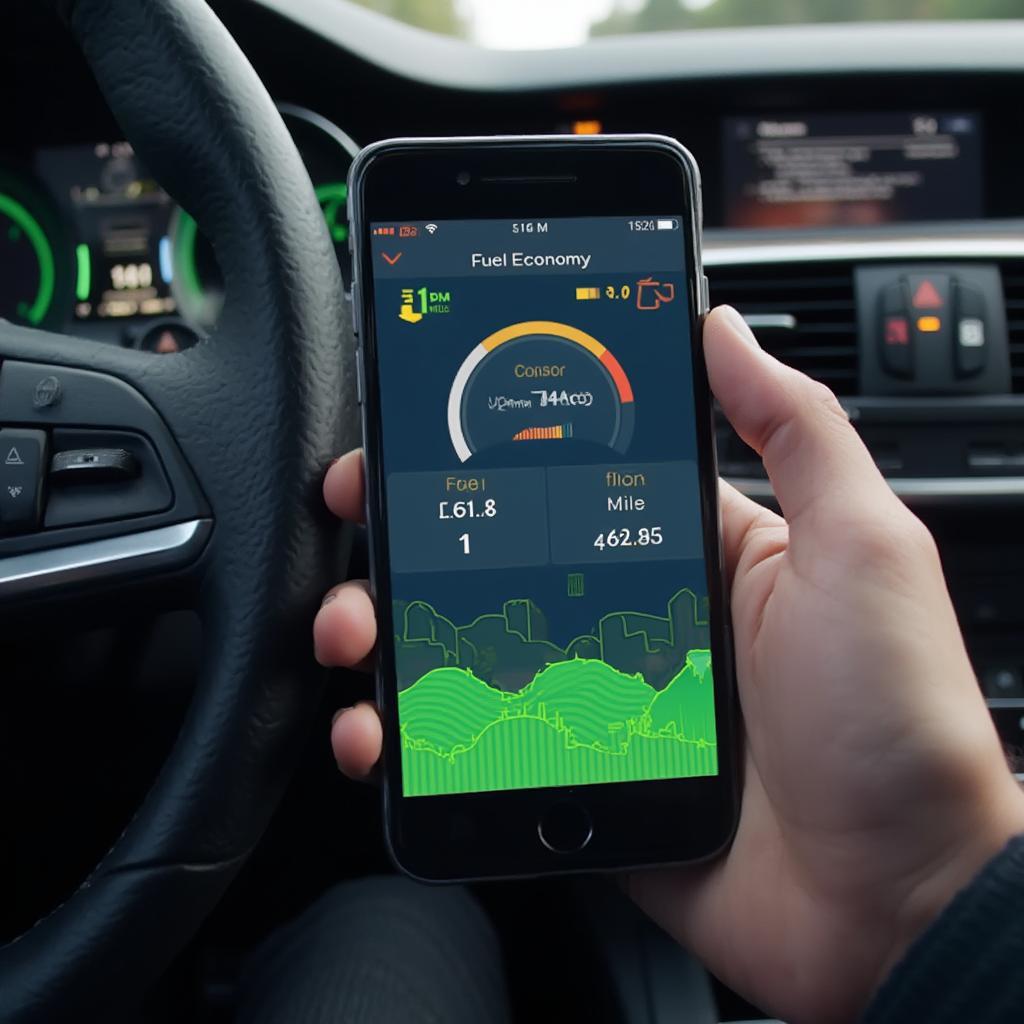 OBD2 App Fuel Economy Tracking Interface