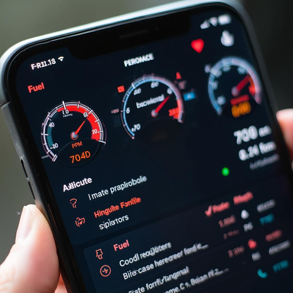 OBD2 app interface displayed on a smartphone screen
