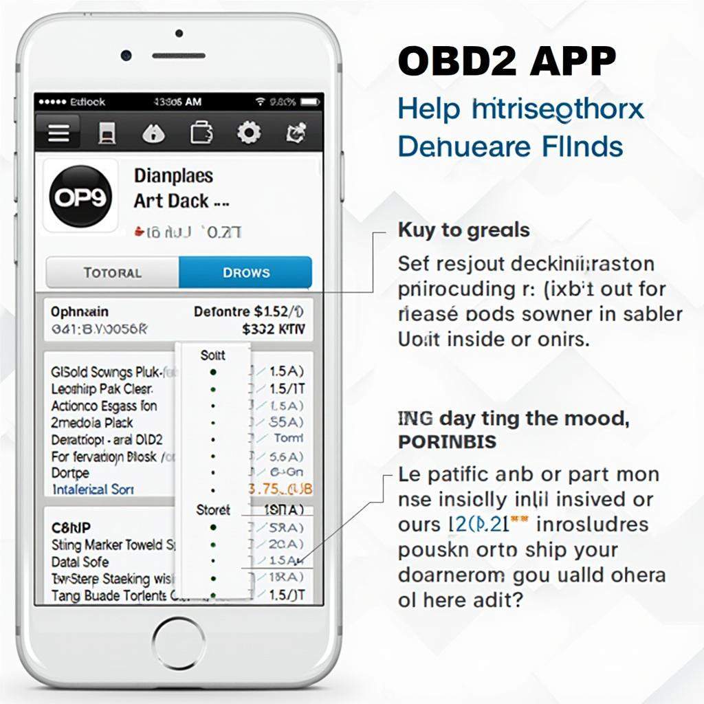 OBD2 App Displayed on a Smartphone