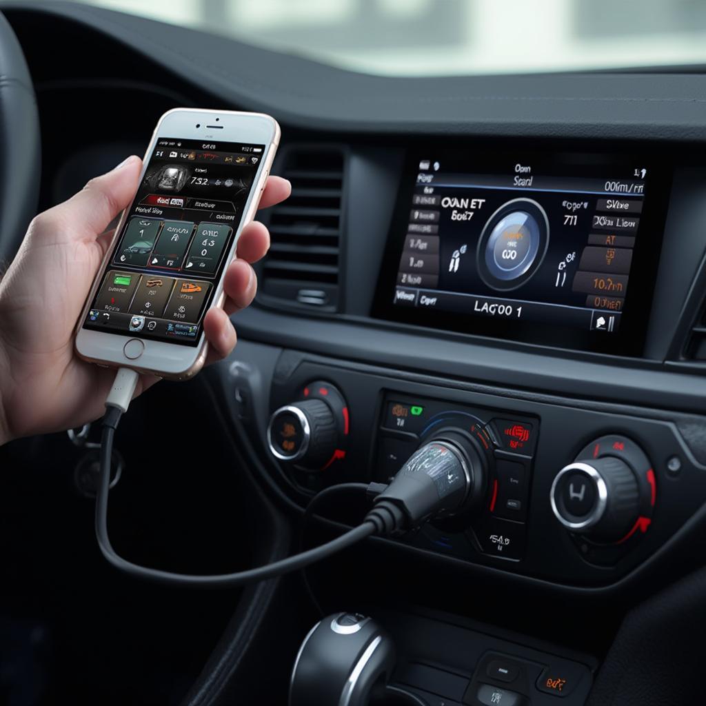Smartphone displaying an OBD2 diagnostic app