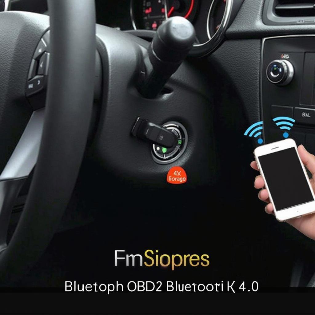 OBD2 Bluetooth 4.0 Scanner Connected to Car