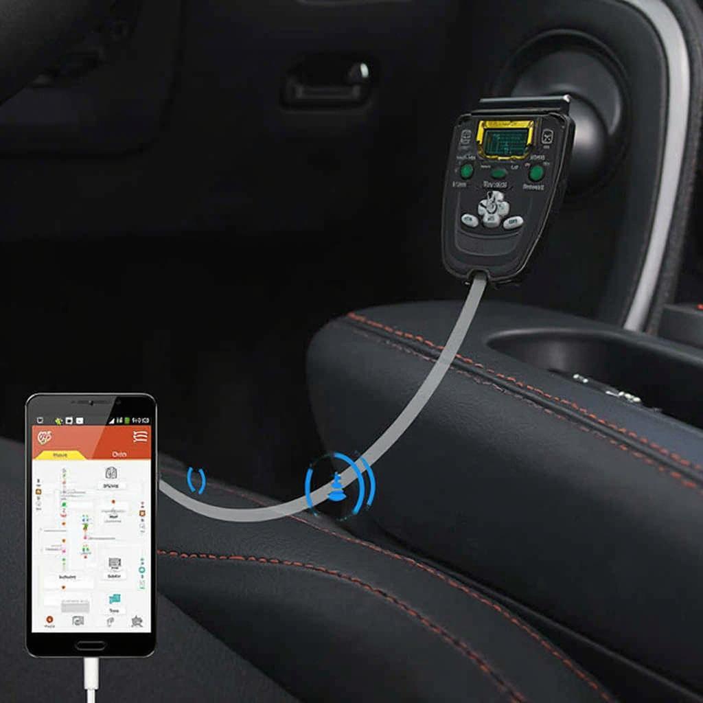 OBD2 Bluetooth Adapter Connected to Car