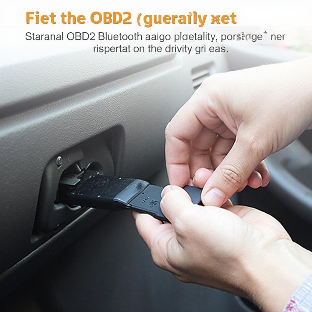 OBD2 Bluetooth Adapter Connected to a Car's OBD2 Port