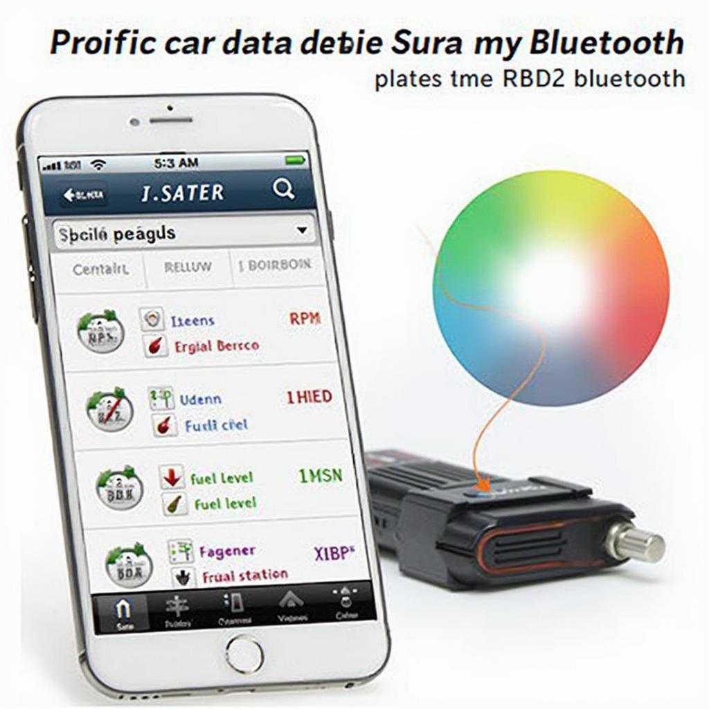 OBD2 Bluetooth App Displaying Car Data on a Smartphone