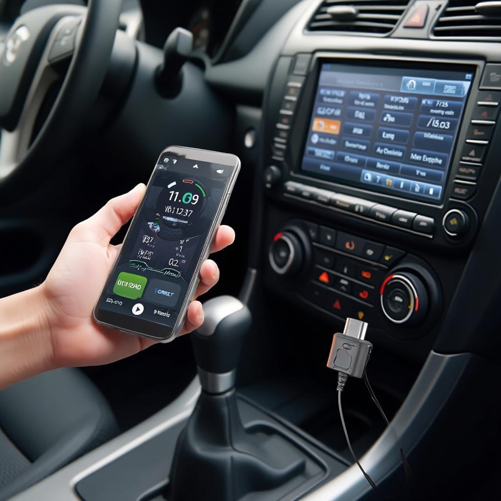 OBD2 Bluetooth Interface and Smartphone App in Use