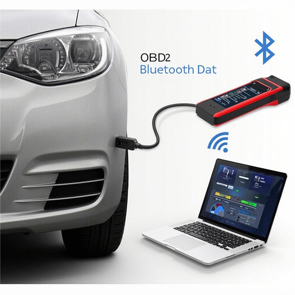 OBD2 Bluetooth Scanner Connected to Laptop