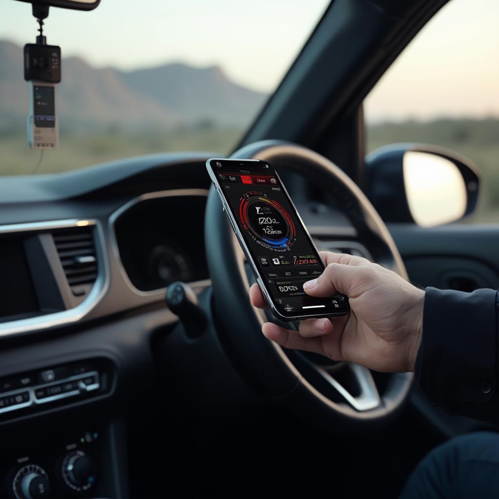 OBD2 Bluetooth scanner connected to a smartphone in a car in South Africa