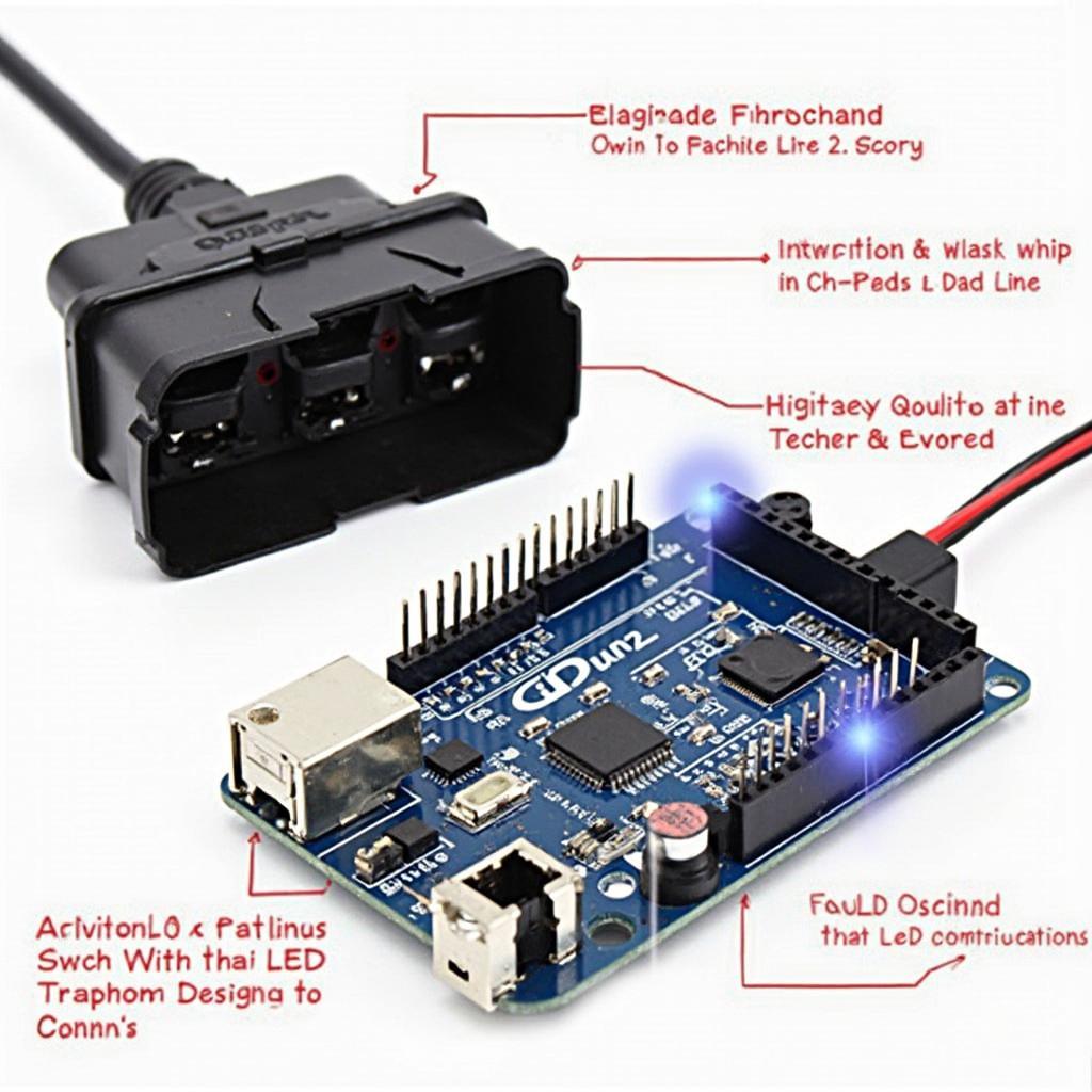 OBD2 Breakout Box with LEDs and Labels