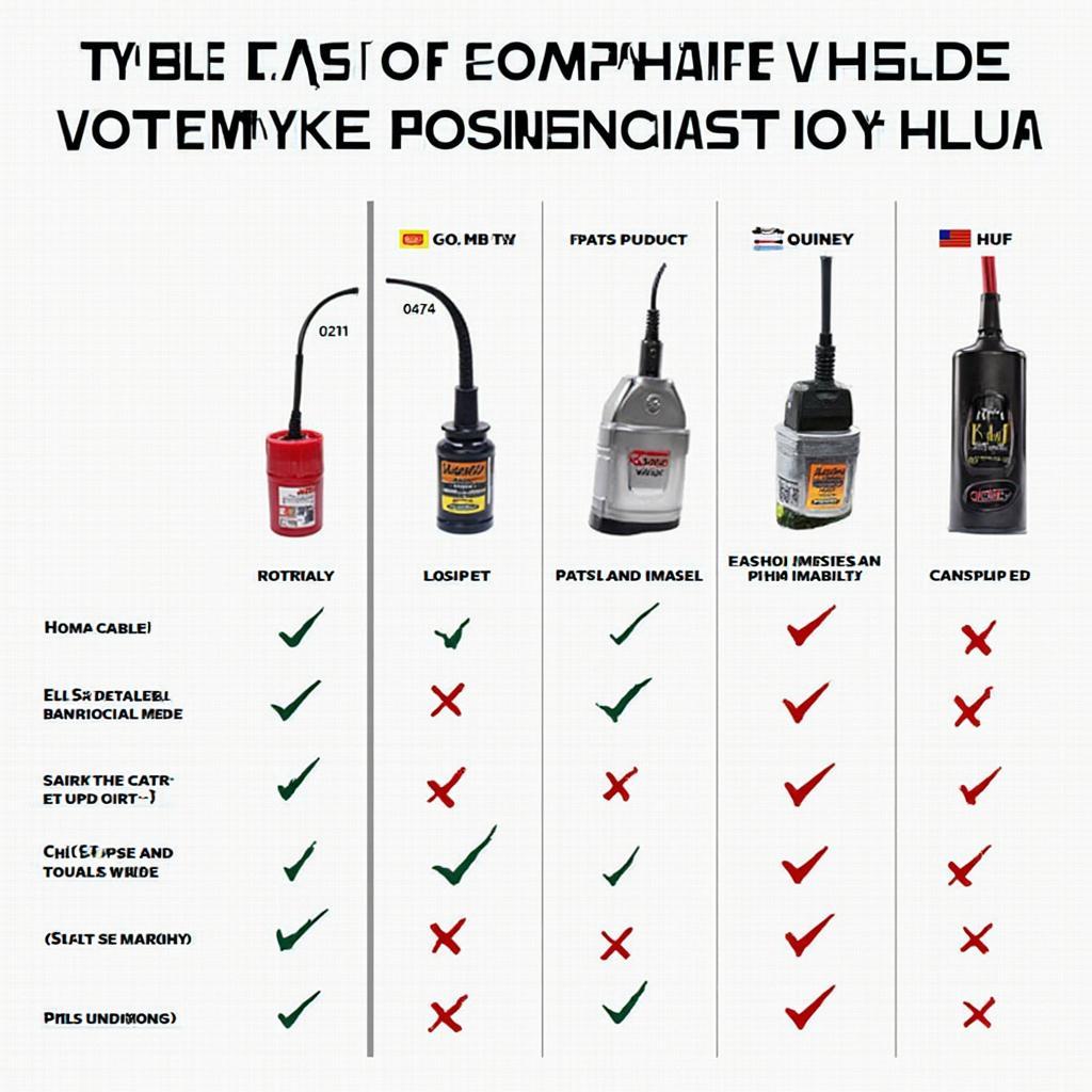 OBD2 Cable Compatibility Chart for Scosche HUF