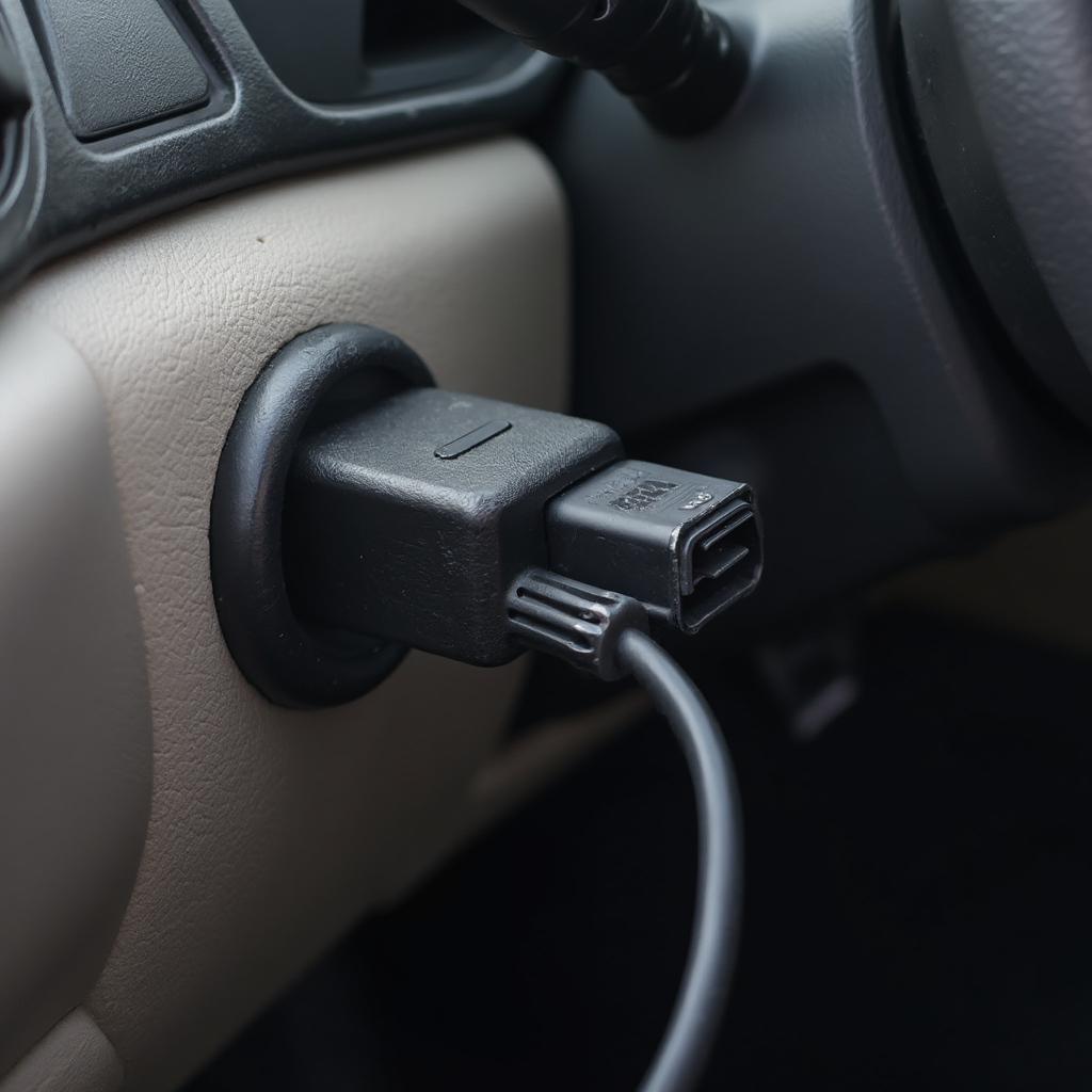 OBD2 Cable Connected to a Car's OBD2 Port