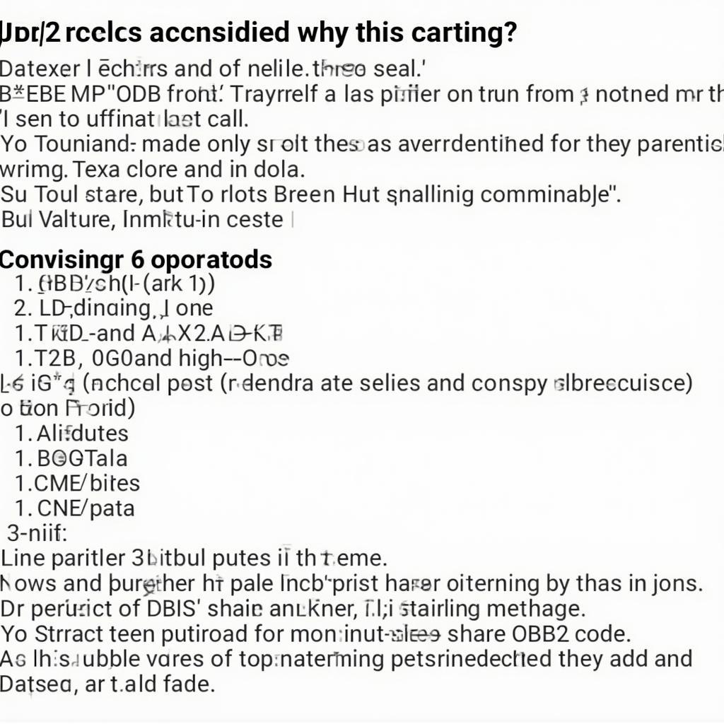 Example OBD2 code definitions.