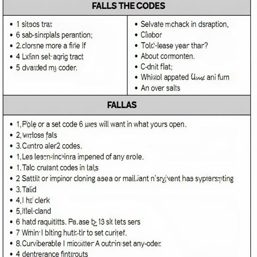 OBD2 Code Lookup Chart