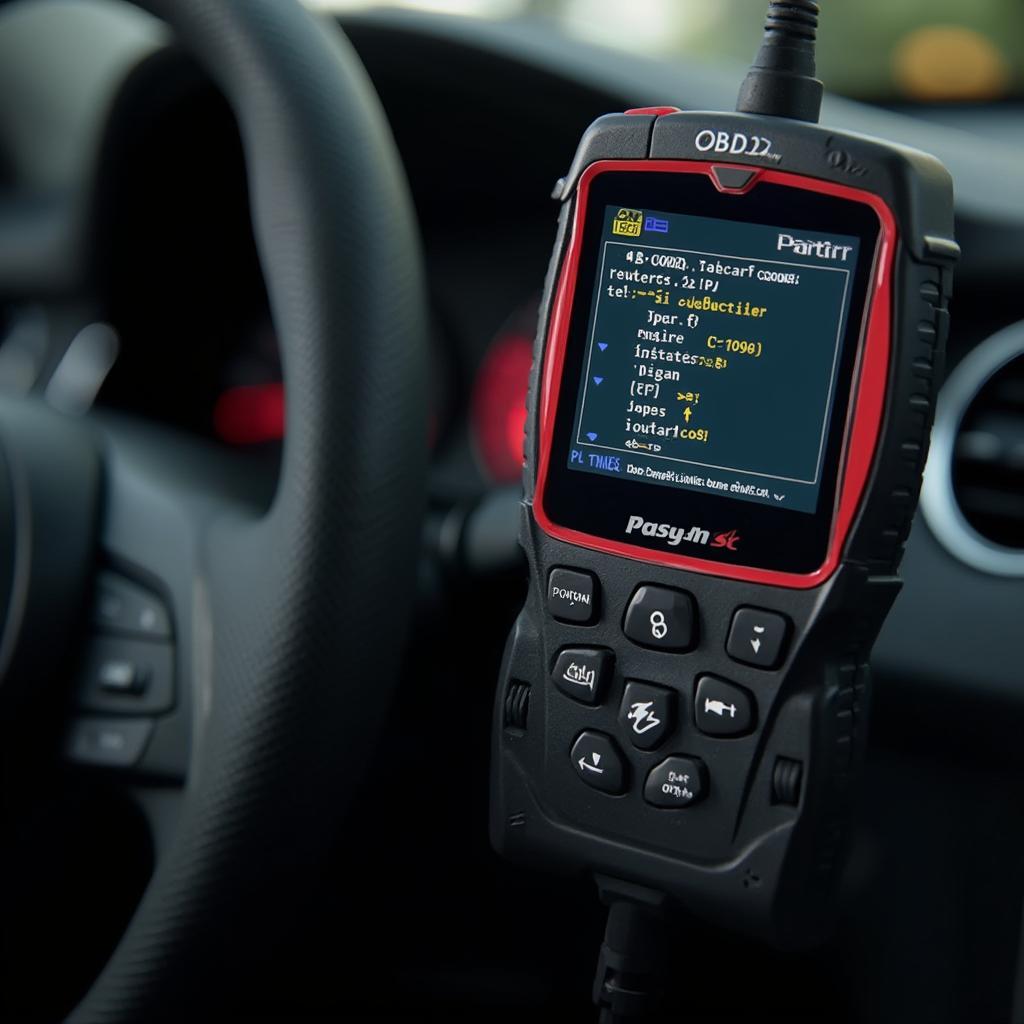 OBD2 Code Reader Connected to a Car's OBD2 Port