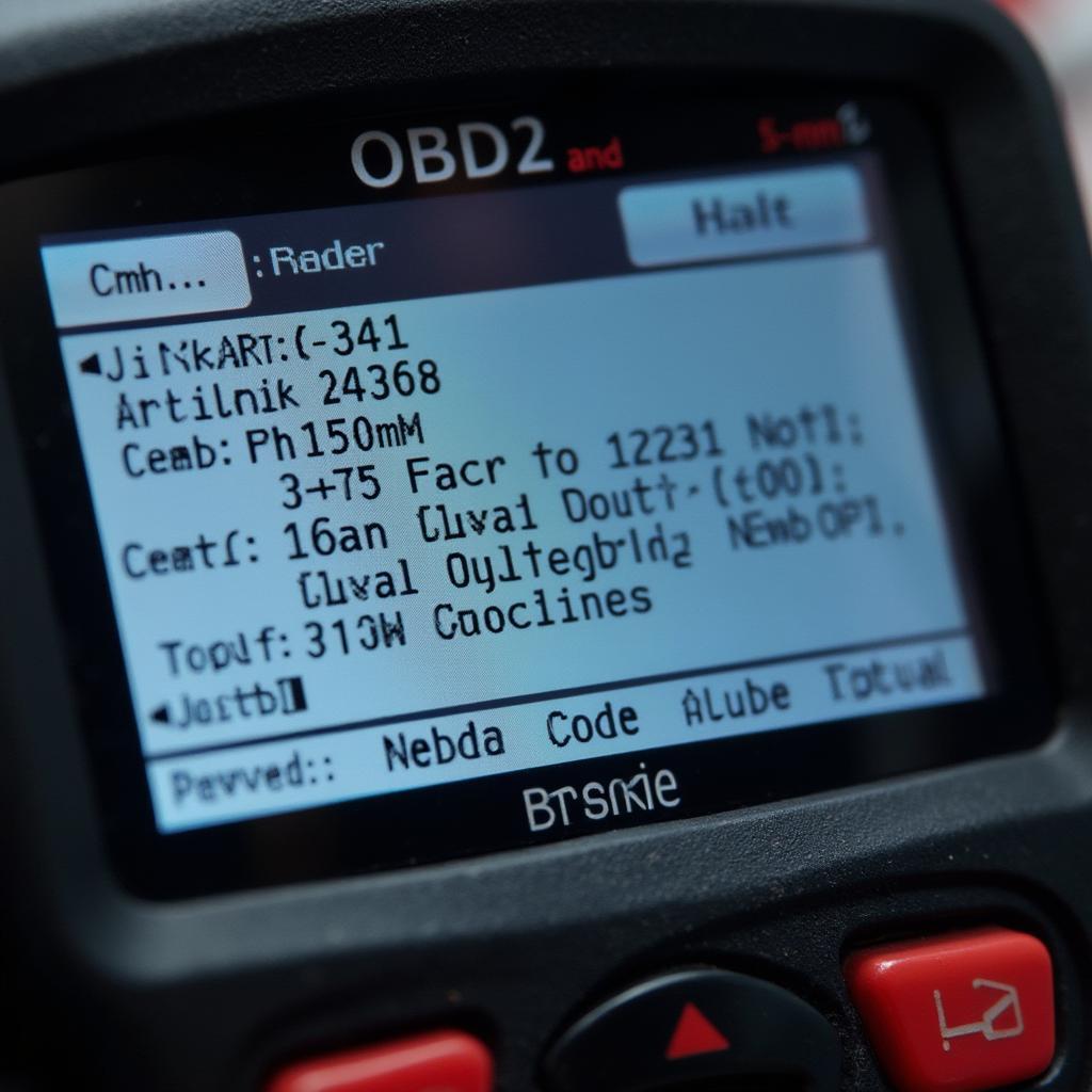 OBD2 Code Reader Displaying Codes