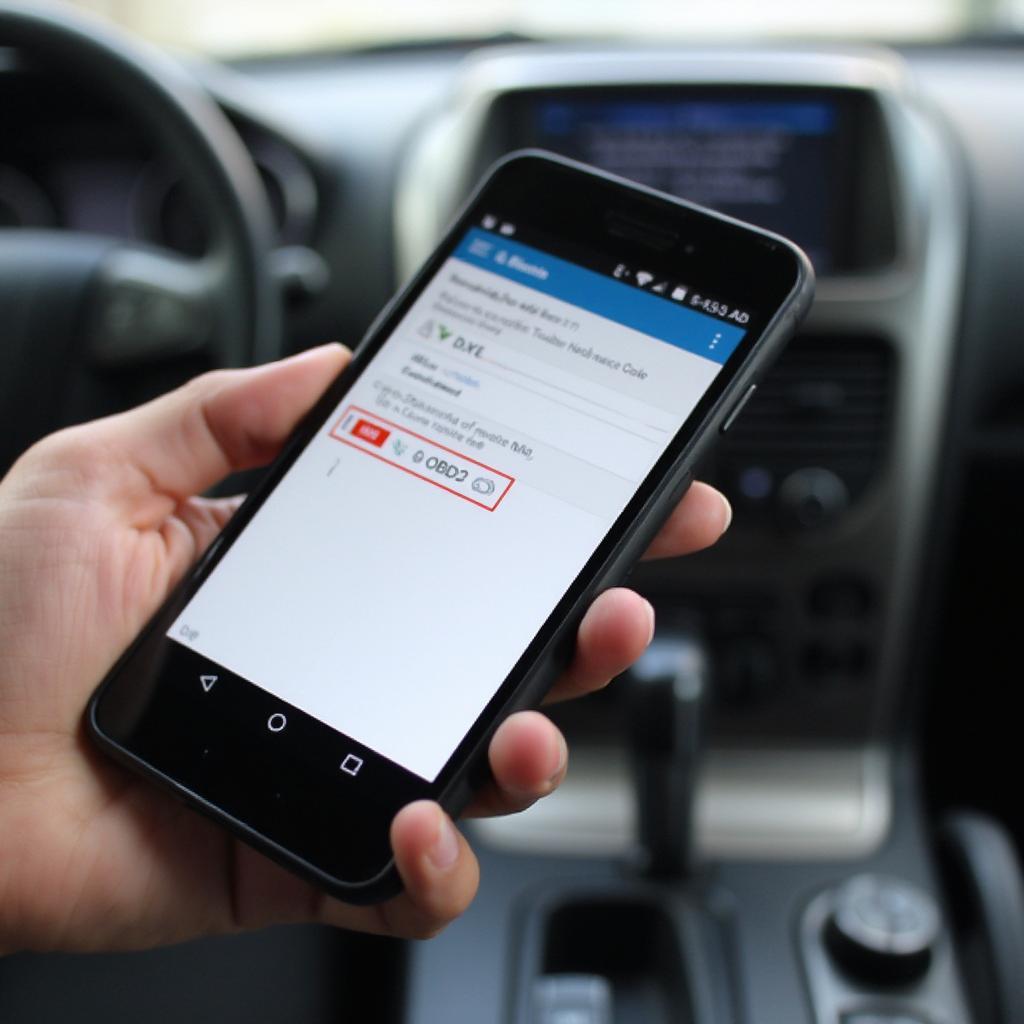 OBD2 Code Reader Displaying DTC on Smartphone