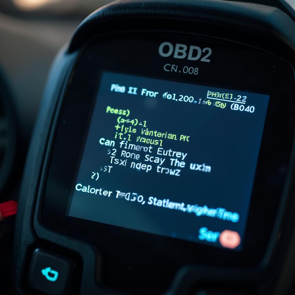 OBD2 Code Reader Displaying Error Code