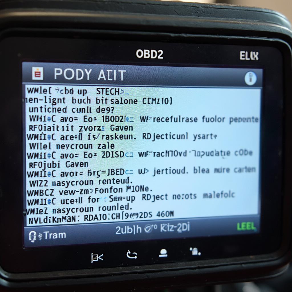 OBD2 Code Reader Displaying Error Codes