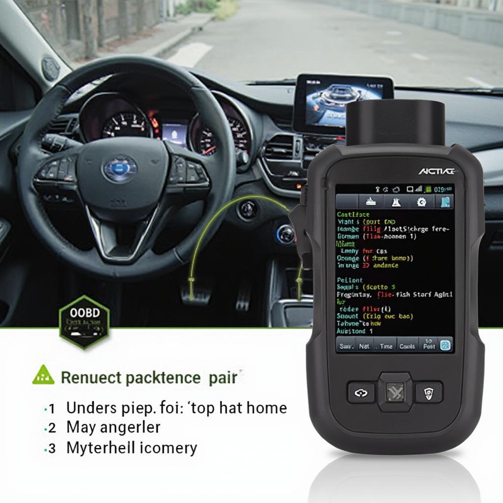 OBD2 code reader plugged into a car's diagnostic port