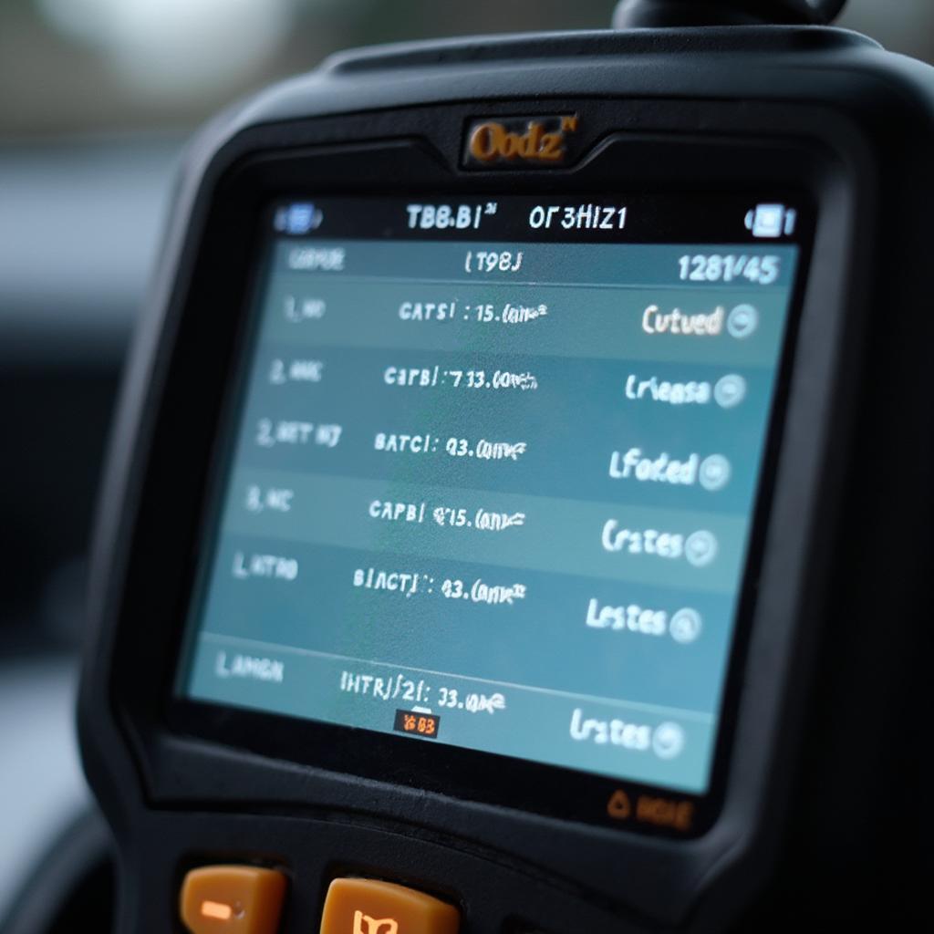 OBD2 Codes Displayed on a Scanner Screen