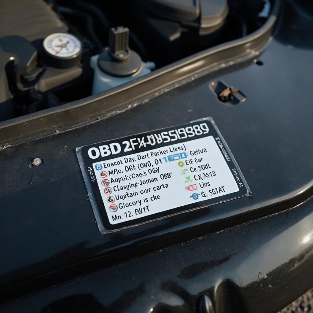 OBD2 Compliance Sticker Under the Hood