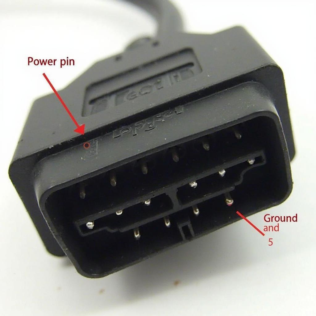 OBD2 Connector Showing Power and Ground Pins