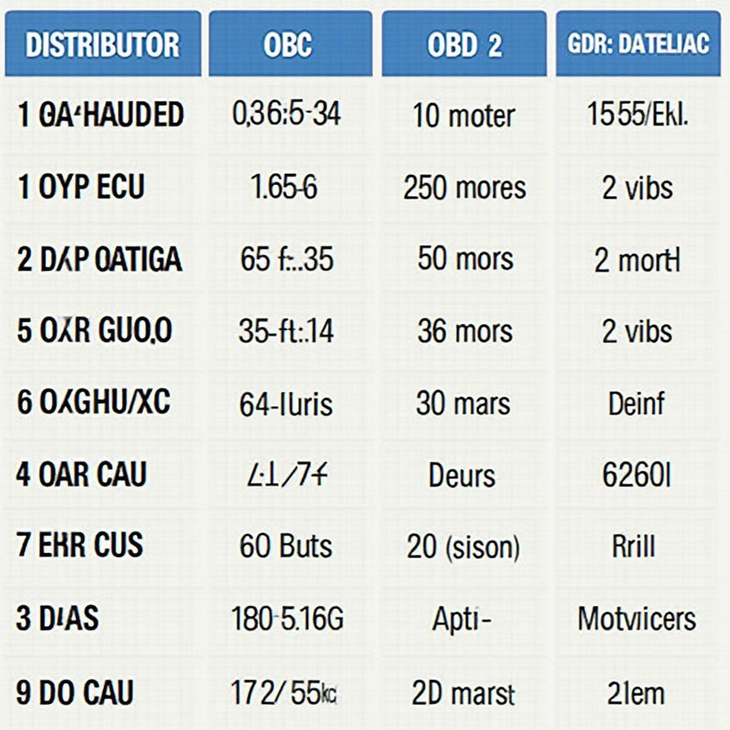 OBD2 Distributor and ECU Compatibility Chart