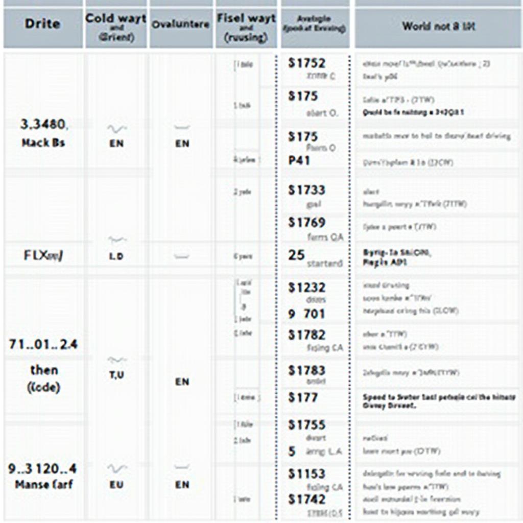 OBD2 Drive Cycle Chart