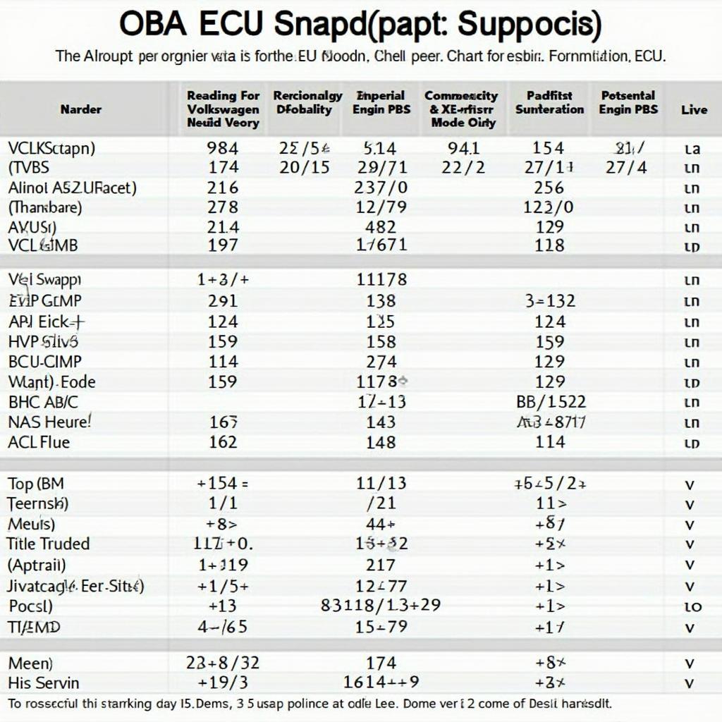 OBD2 ECU Compatibility Chart