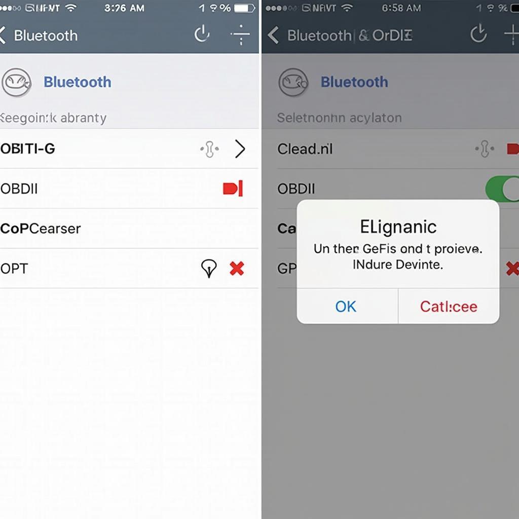 Setting up OBD2 ELM327 Bluetooth connection on a smartphone.