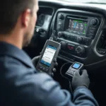 OBD2 Emissions Testing: A Technician Connects a Scan Tool to a Vehicle's DLC