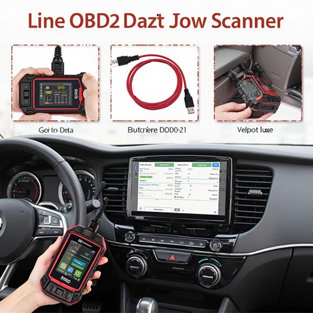 OBD2 EOBD U581 Live Data Scanner Connected to Car