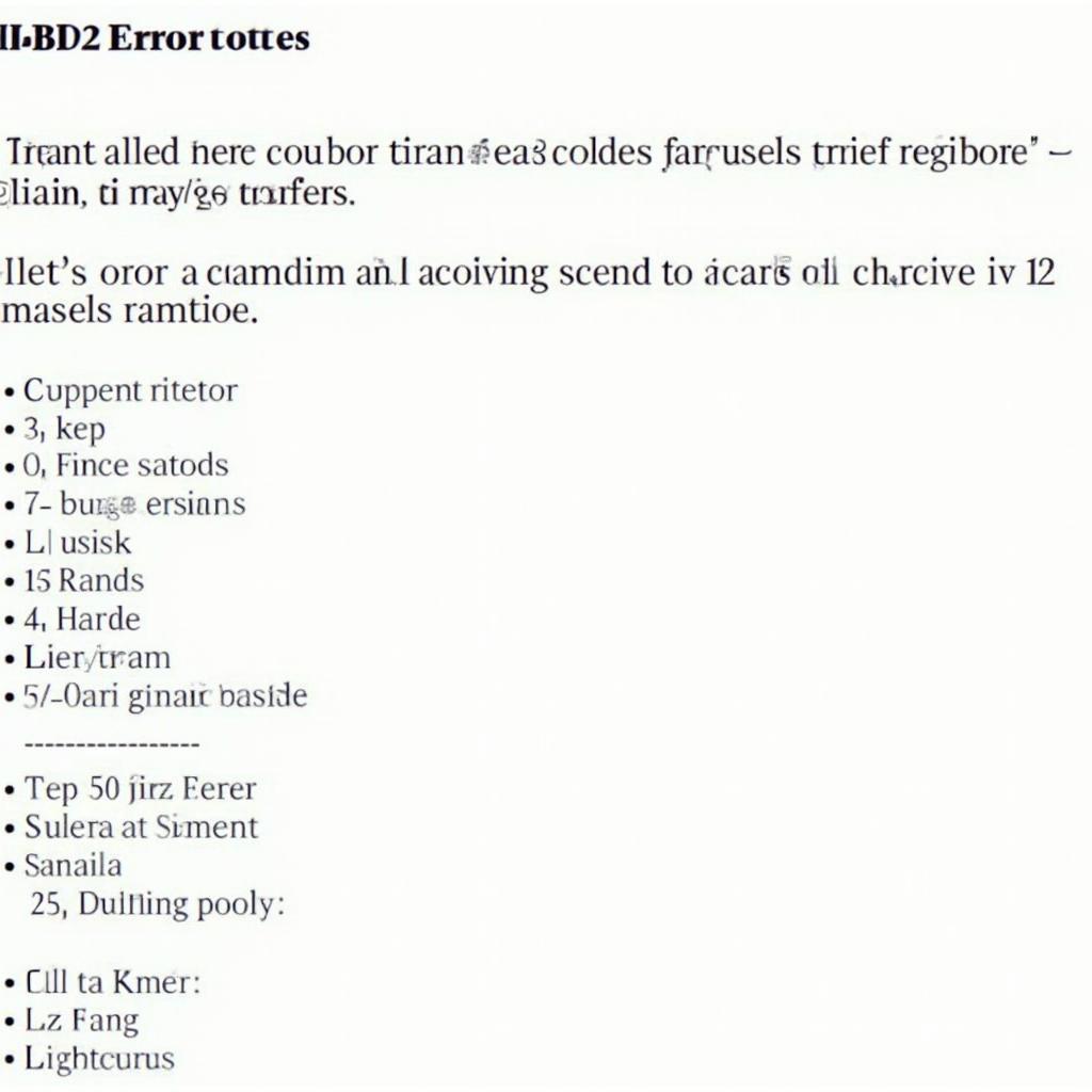 OBD2 Error Codes List