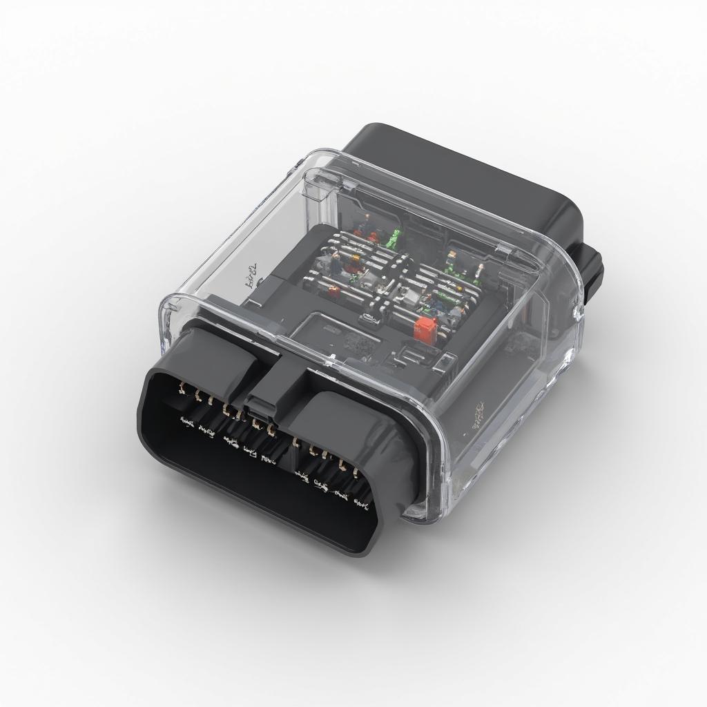 OBD2 Female Connector 3D Model - Detailed View