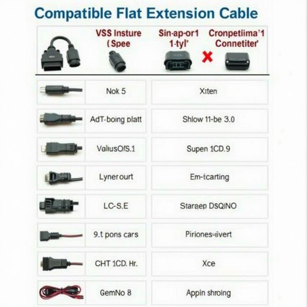 OBD2 Flat Extension Cable Compatibility Chart